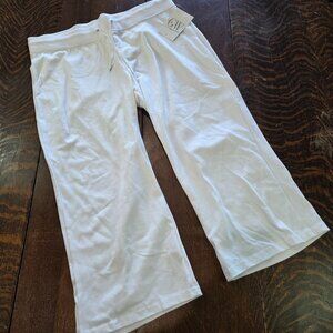 GW Sport White Cropped Wide Leg Lounge Pants - Size 3X